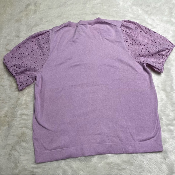 NWOT J. Crew Eyelet-sleeve sweater in lavender cotton - Picture 5 of 5